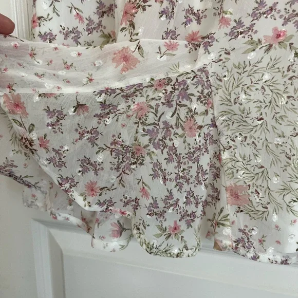 Mi Ami Ruffled Floral Skirt stretch Waste with Tie Front Size S - Picture 6 of 11